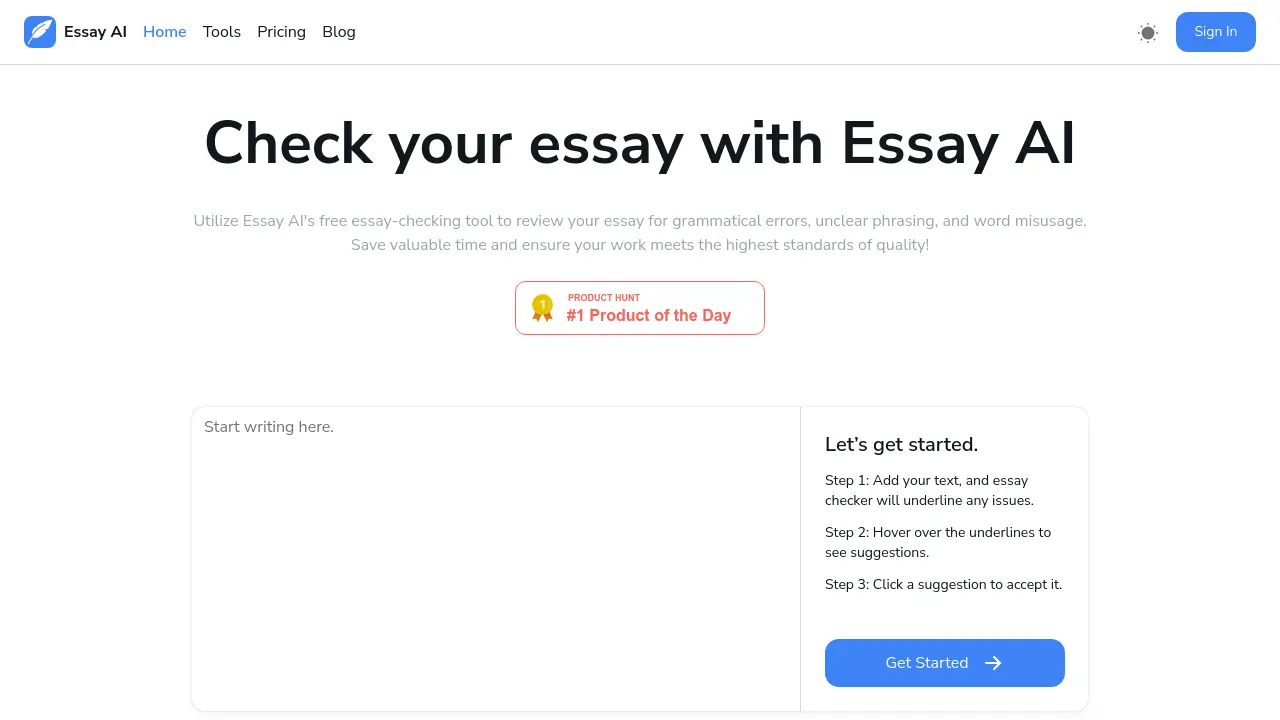 Essay AI screenshot