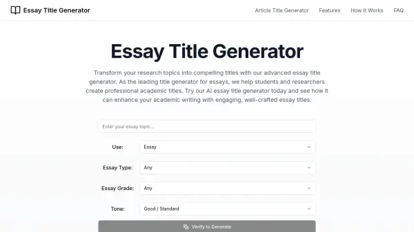 Essay Title Generator