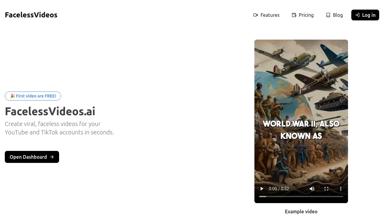 FacelessVideos.ai screenshot