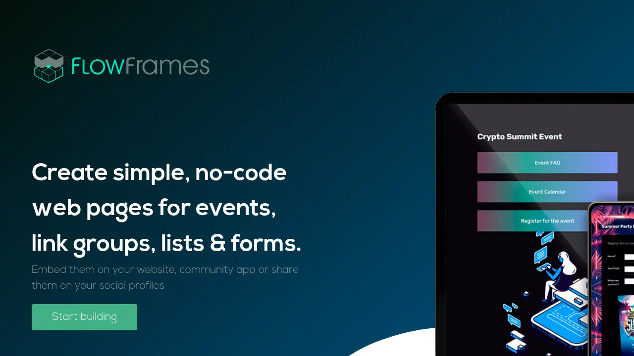 FlowFrames - Create simple, no-code web pages for events, link groups ...