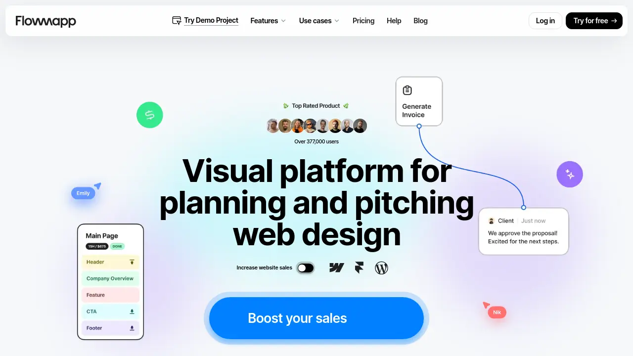 Flowmapp - Visual platform for planning and pitching web design