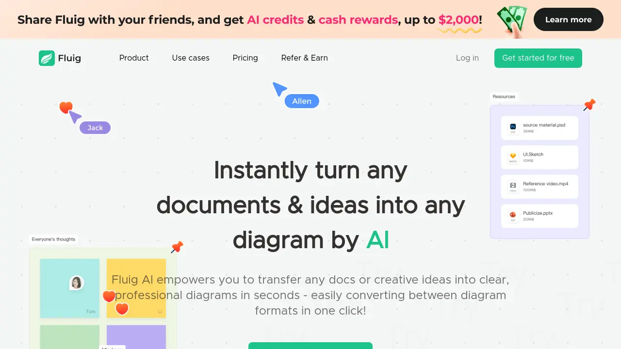 Fluig AI - Instantly turn any documents & ideas into any diagram by AI