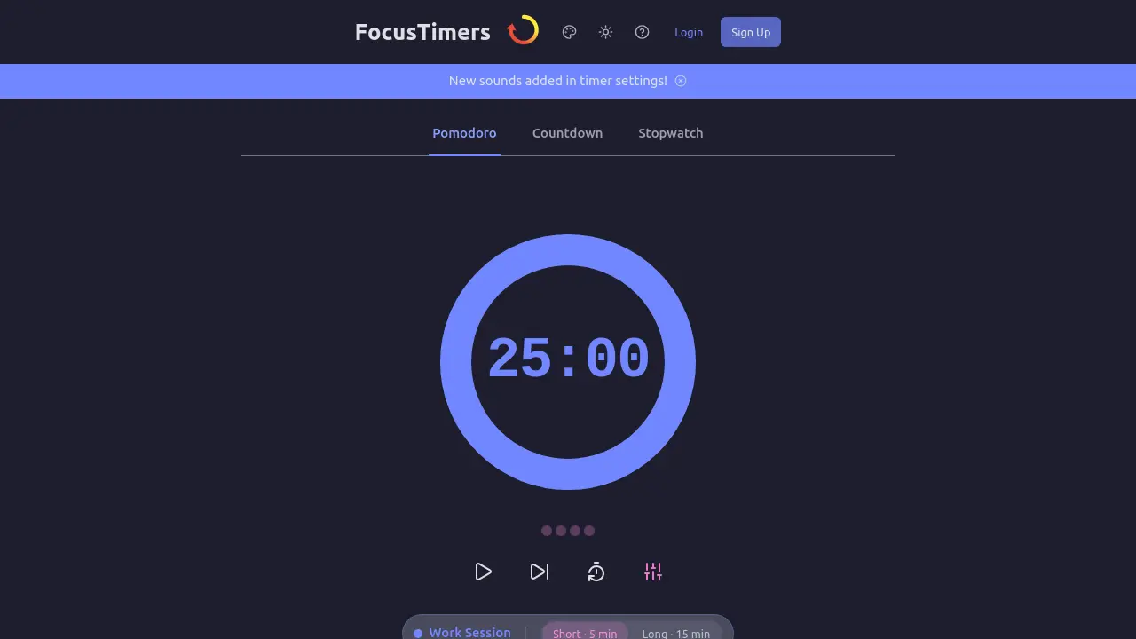 FocusTimers - Master your time with this customizable online Pomodoro timer