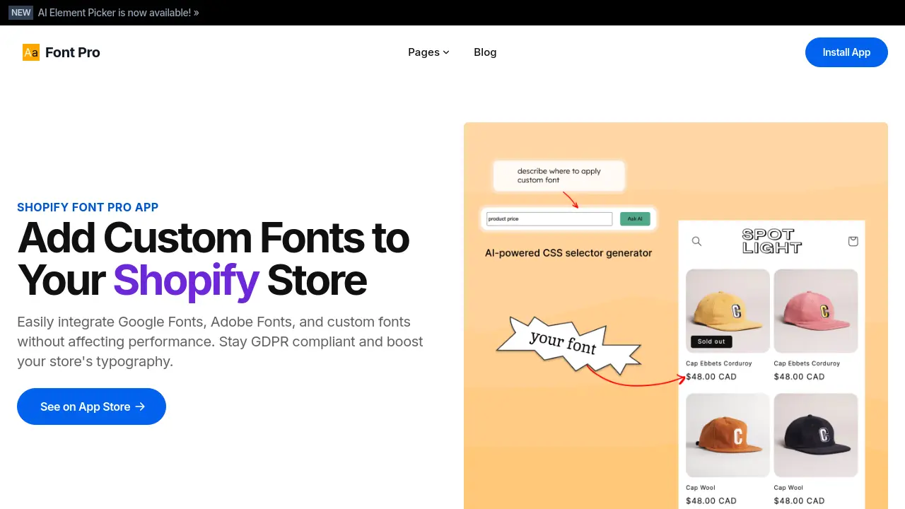 Font Pro - Easily Add Custom Fonts to Your Shopify Store with AI Assistance
