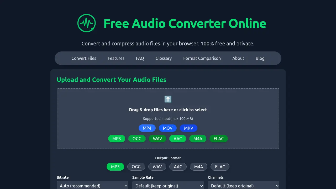 Free Audio Converter Online - Convert and compress audio files in your ...