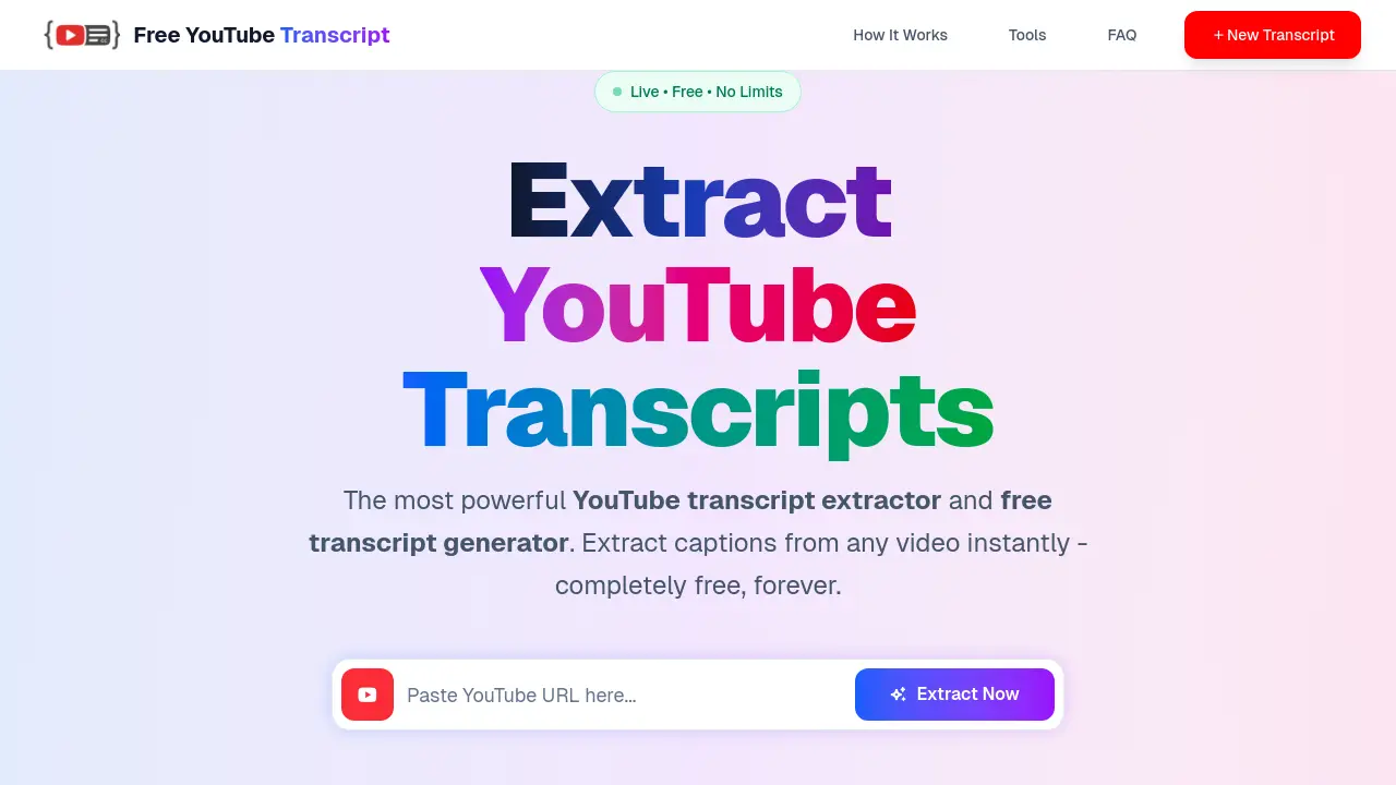 Free YouTube Transcript screenshot