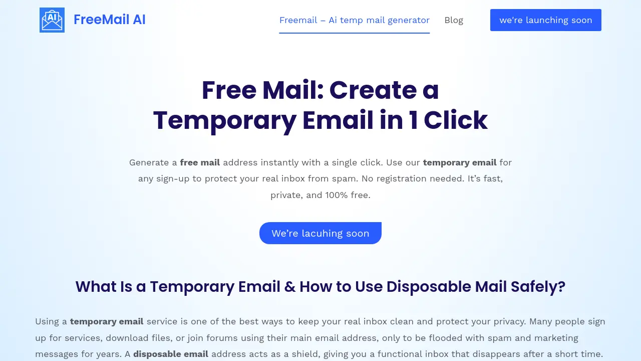 FreeMail AI - Create a Temporary Email in 1 Click