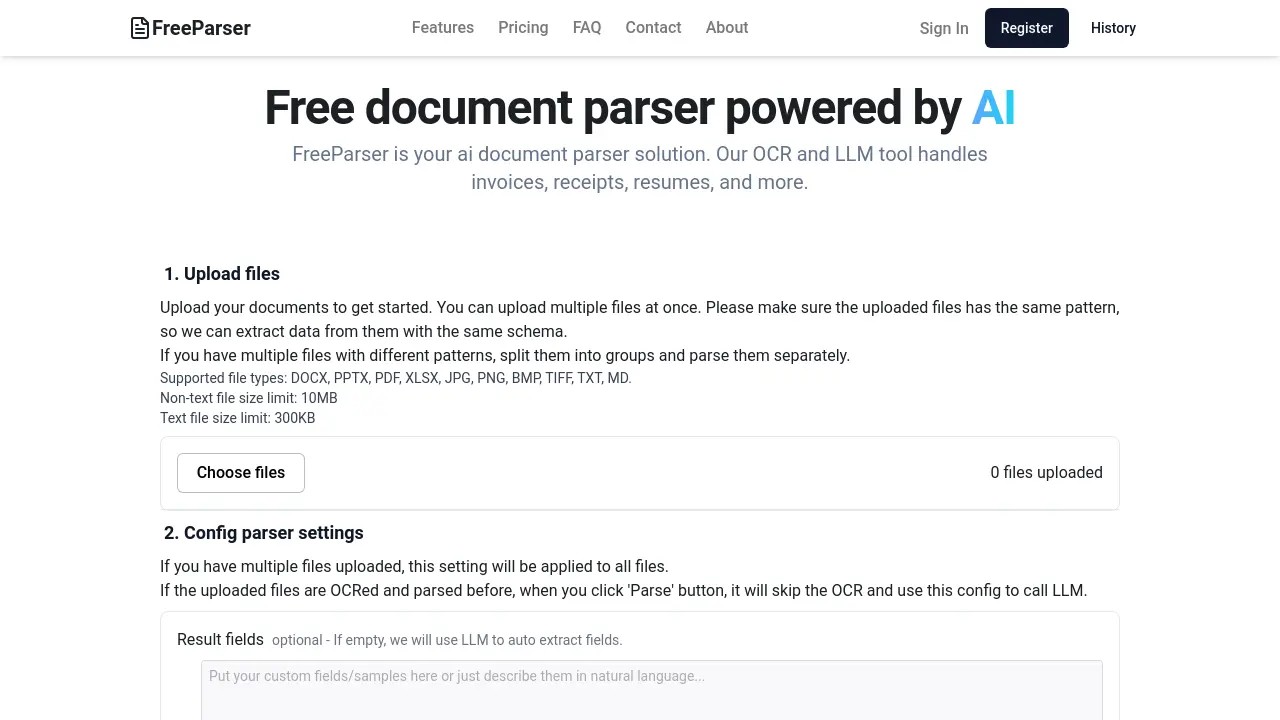 FreeParser - Free document parser powered by AI