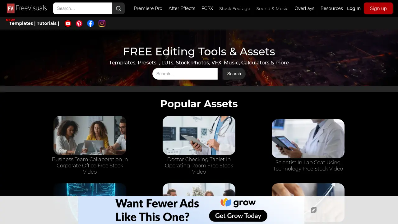 FreeVisuals - Free Editing Tools & Assets for Creative Professionals
