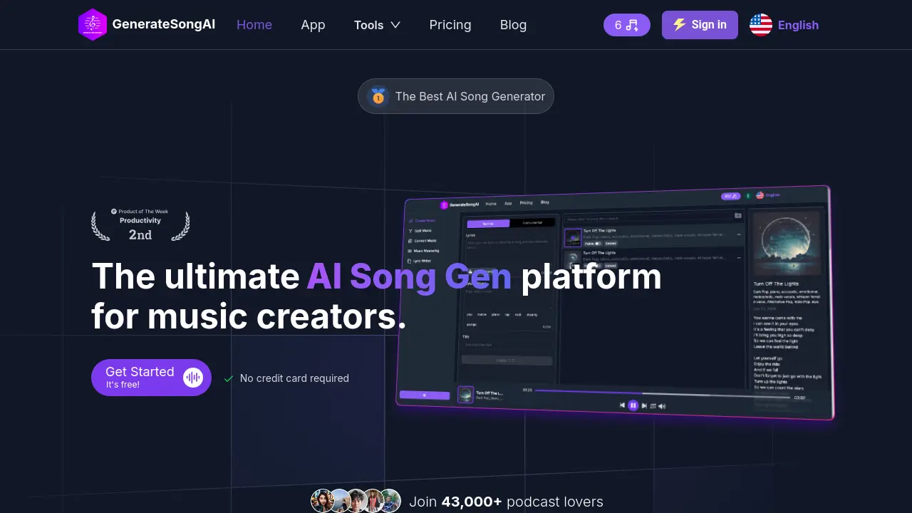 Tools Sng GenerateSongAI - The Ultimate AI Song Generator Platform for Music Creators