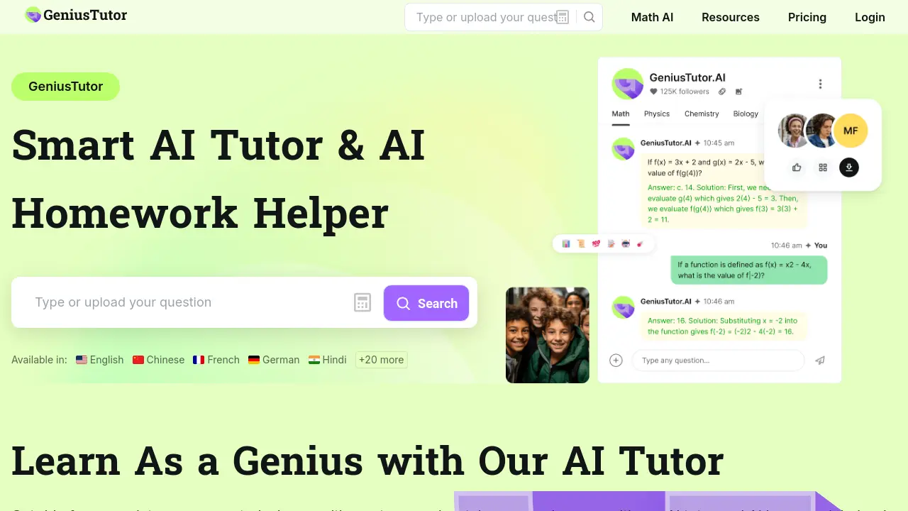GeniusTutor - Smart AI Tutor & AI Homework Helper