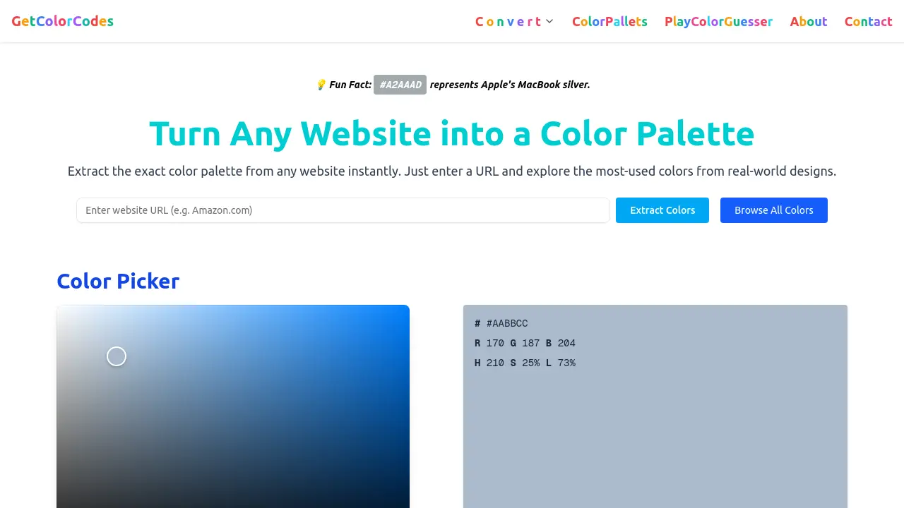 GetColorCodes - Turn Any Website into a Color Palette