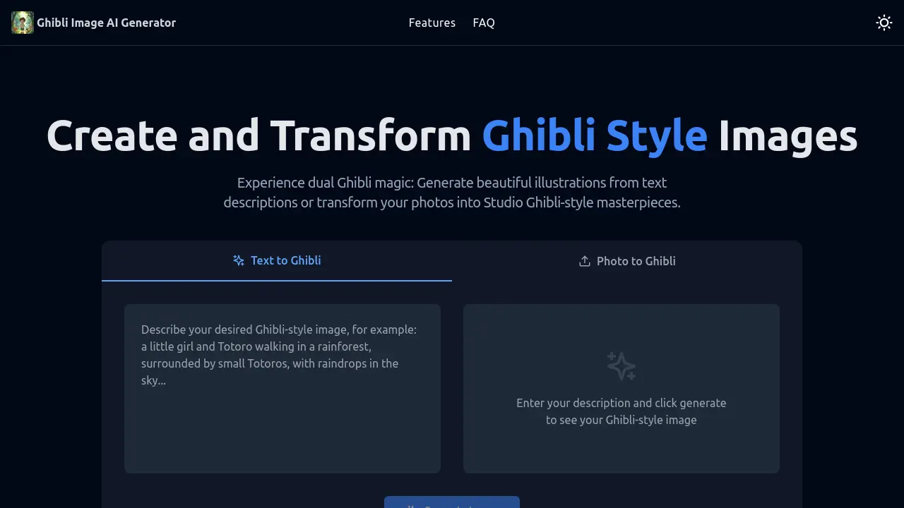 Ghibli Image AI Generator screenshot