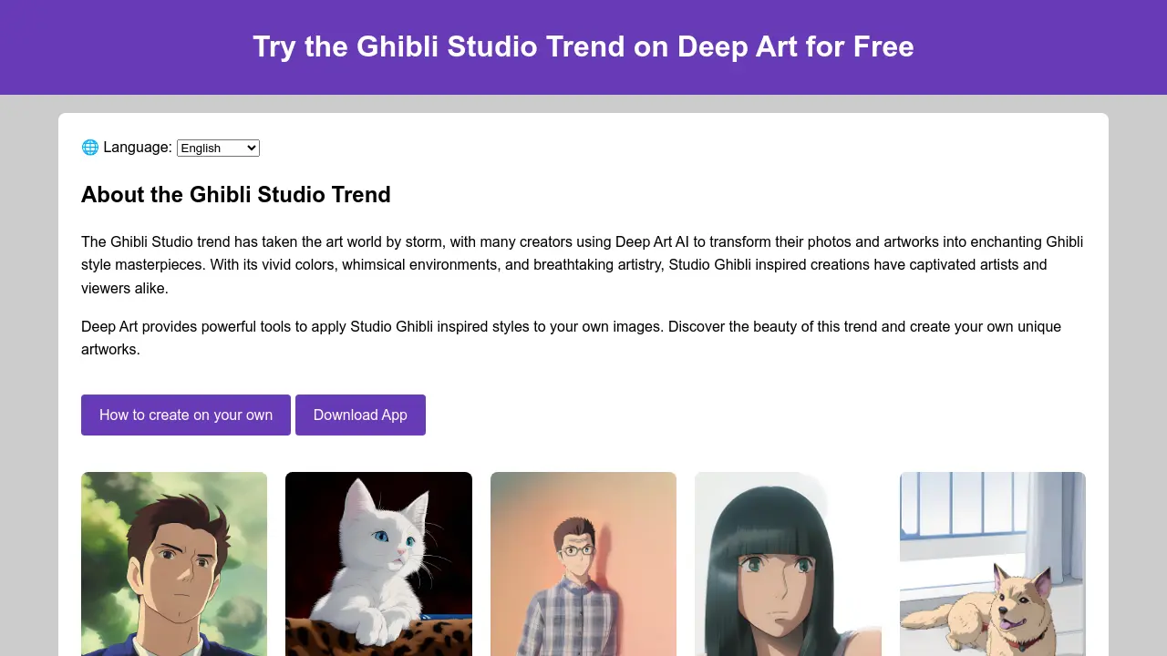 Ghibli Studio Trend on Deep Art screenshot