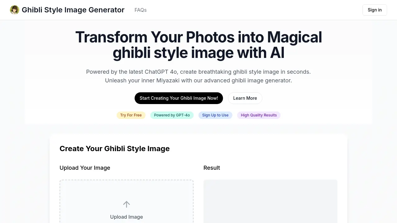 ghiblistyleimagegenerators.com screenshot