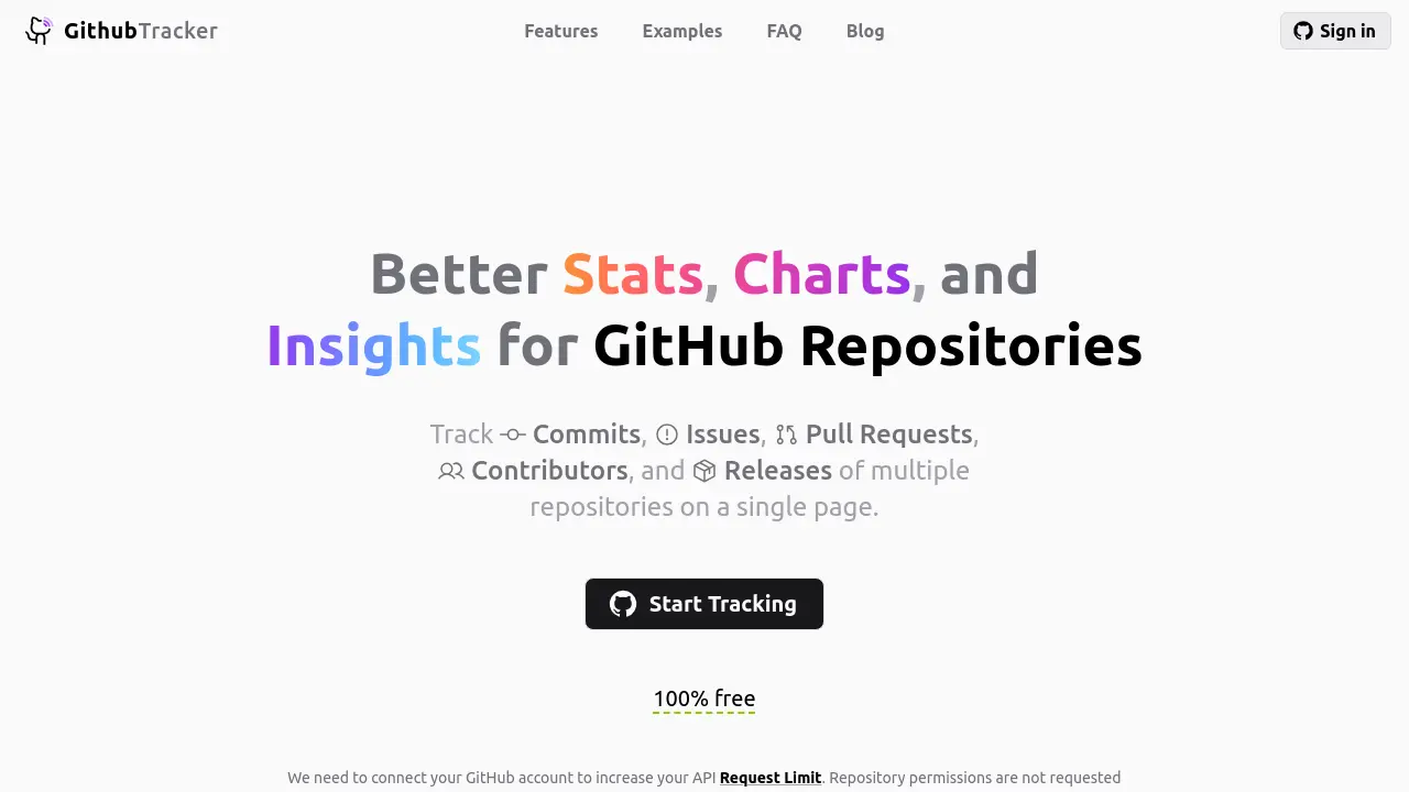 GithubTracker - Better Stats, Charts, and Insights for GitHub Repositories