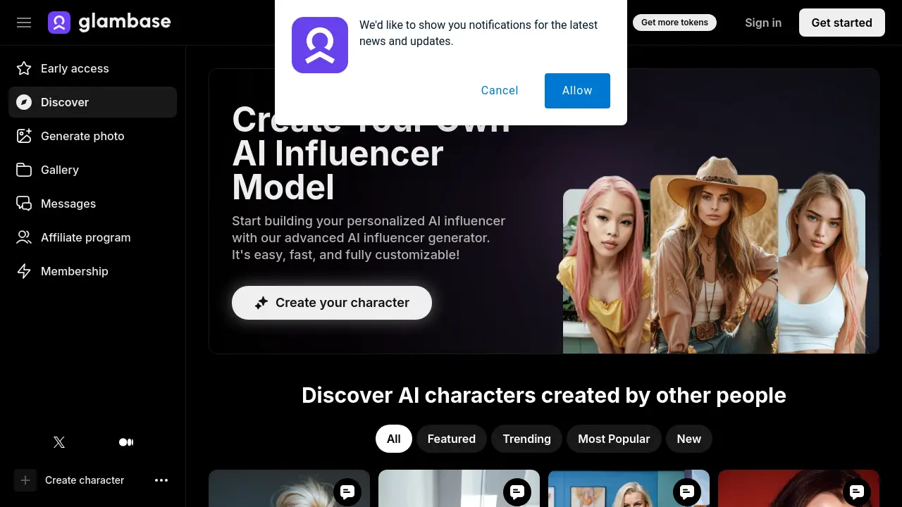 Glambase - Create Your Own AI Influencer Model
