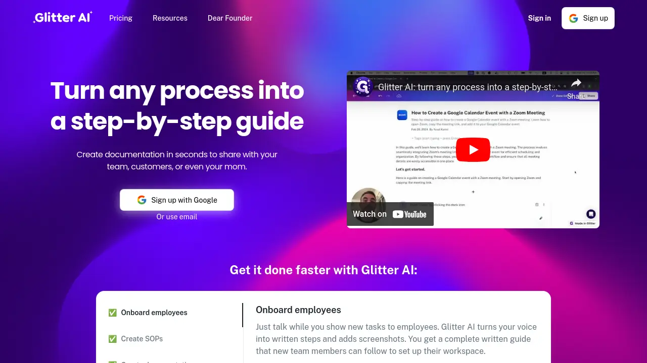 Glitter AI - Turn any process into a step-by-step guide