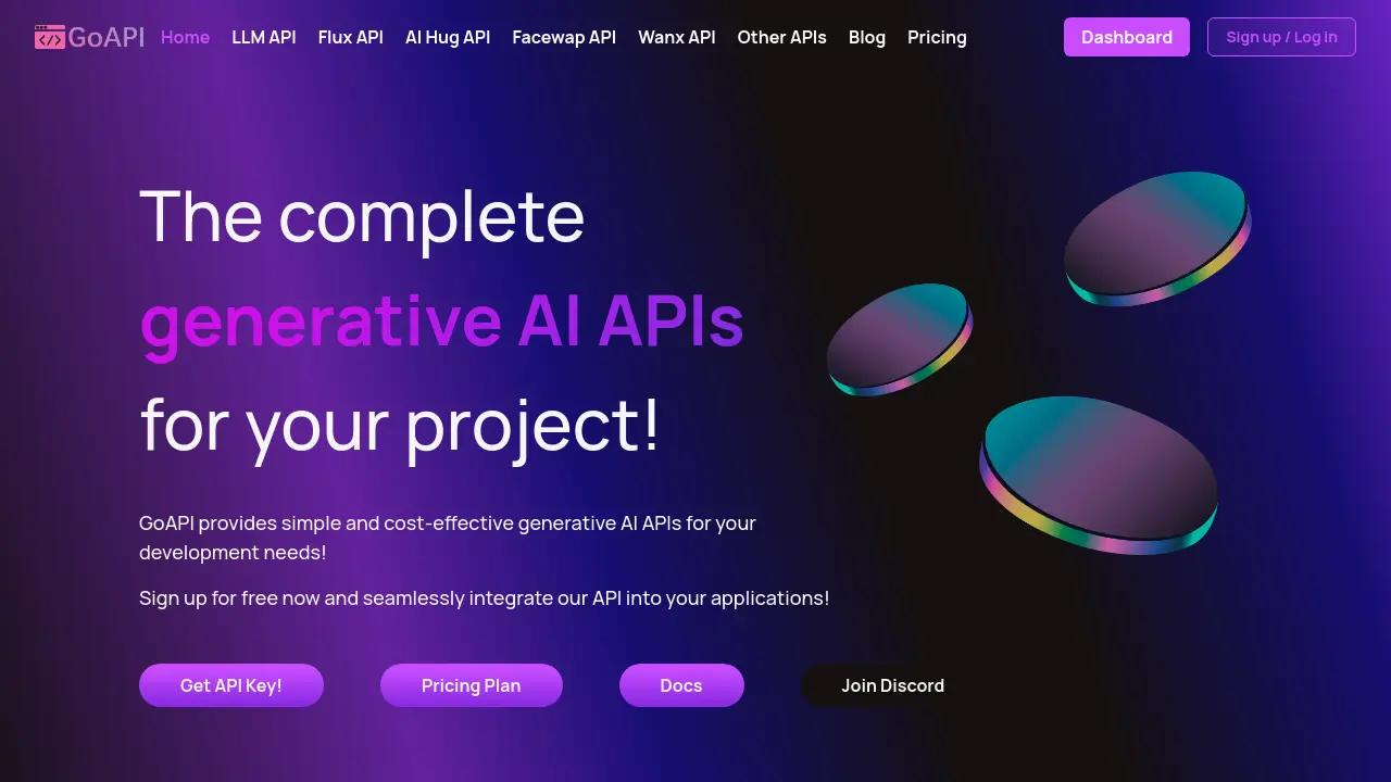 GoAPI - The complete generative AI APIs for your project!
