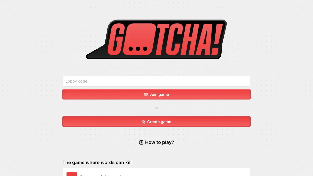 Gotcha Ranks Gotcha - The game where words can kill