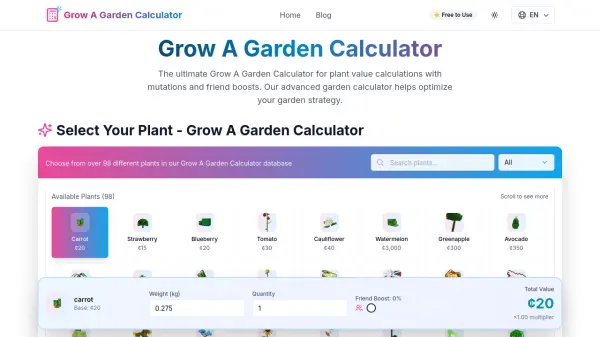Grow A Garden Calculator