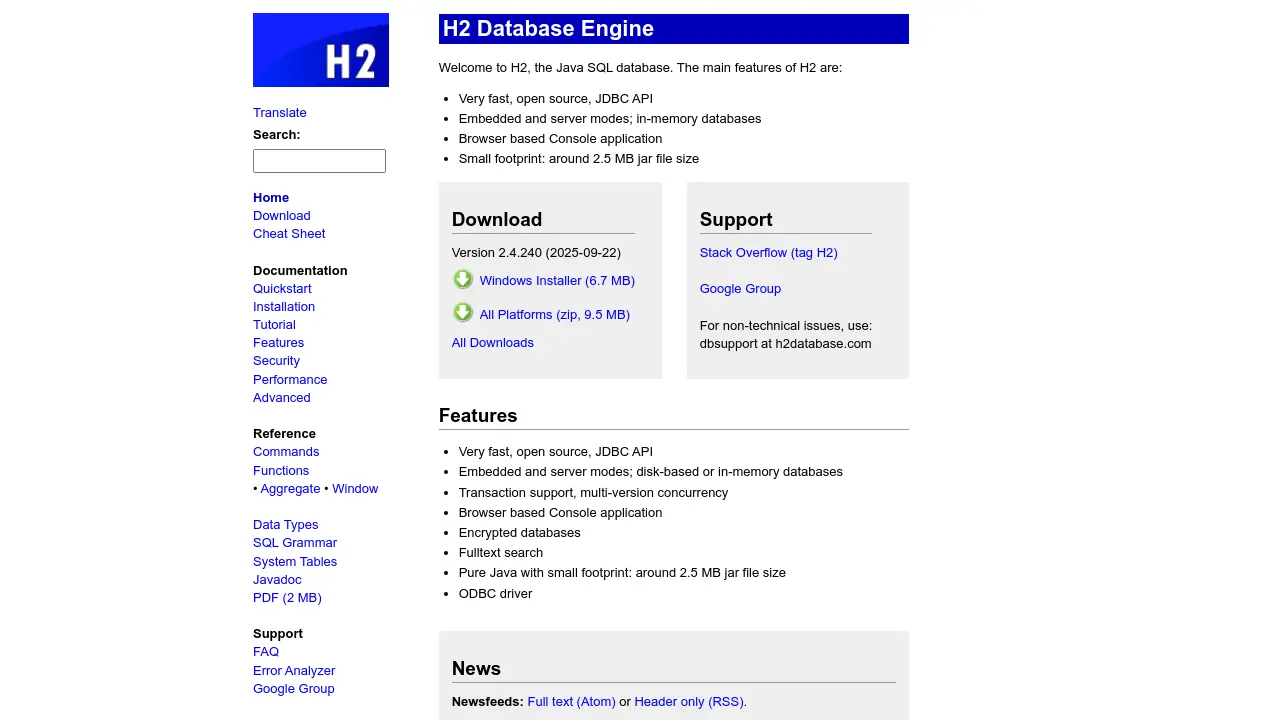 H2 Database Engine - Free SQL Database with Embedded and Client/Server ...