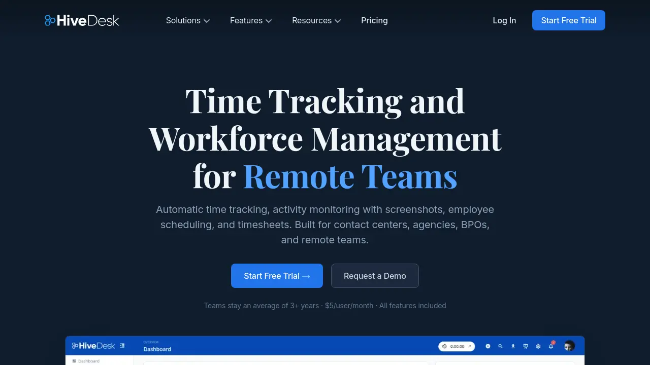 HiveDesk - Time Tracking and Workforce Management for Remote Teams