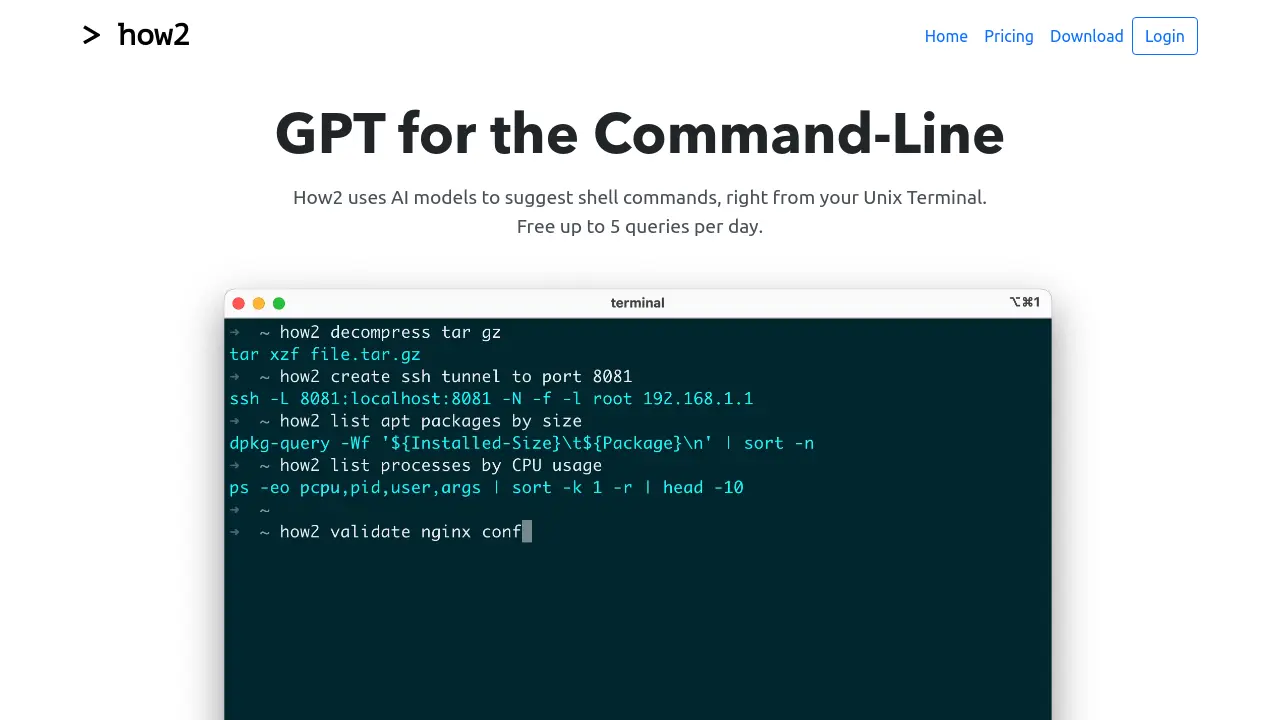 how2 - GPT for the Command-Line
