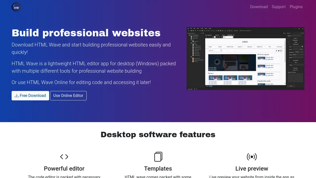 HTML Wave - Build professional websites easily and quickly