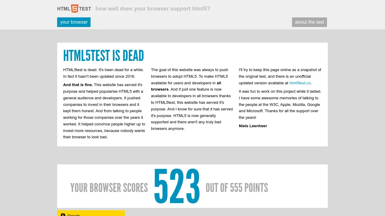 HTML5test - Test Your Browser's HTML5 Support and Compare Results