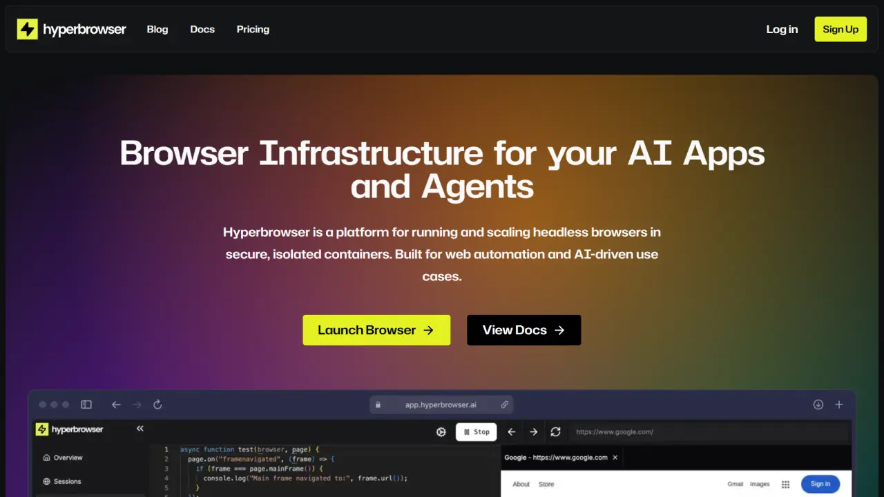 Hyperbrowser - Browser Infrastructure for your AI Apps and Agents