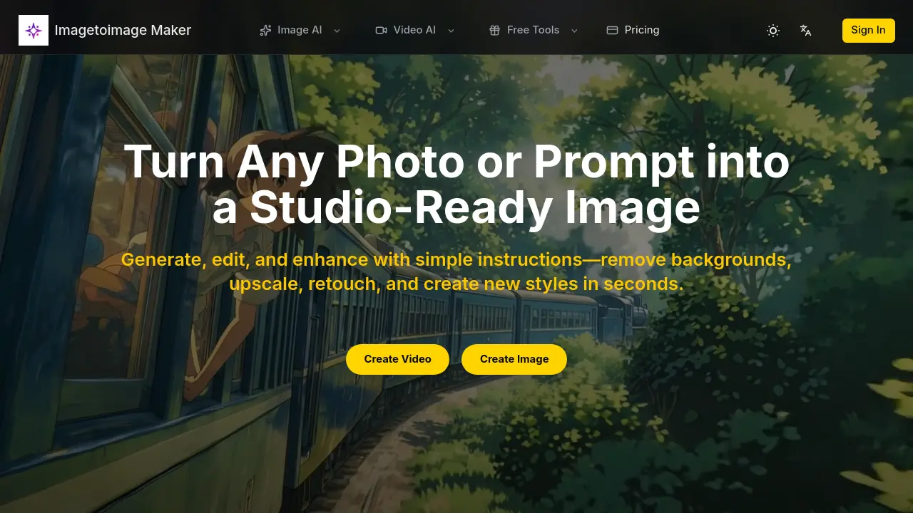 Imagetoimage Maker - Turn Any Photo or Prompt into a Studio-Ready Image