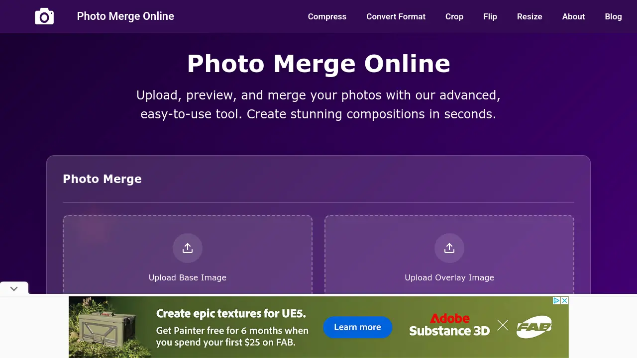 Image Merging Designs ImgMerge - Seamless Online Photo Merging and Editing Tool