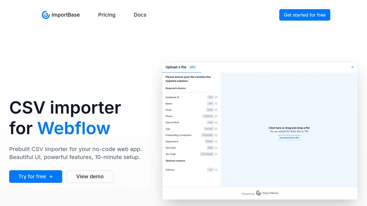 ImportBase - Prebuilt CSV importer for your no-code web app