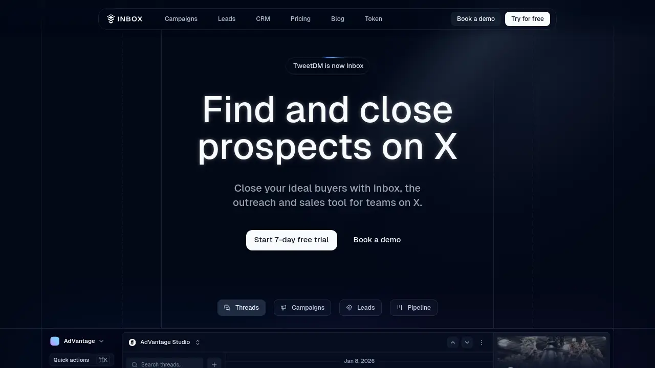 Inbox - Scale your productivity and sales on X with AI-powered automation
