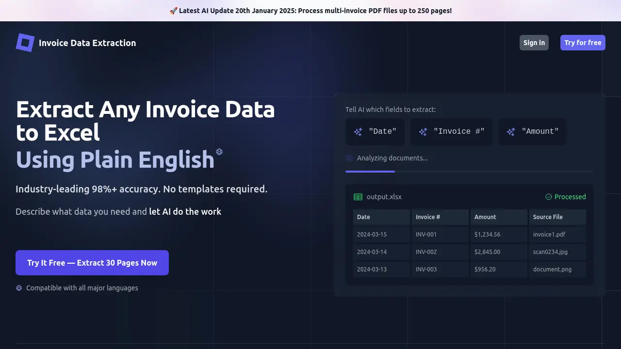 Invoice Data Extraction - Extract Any Invoice Data to Excel Using Plain ...