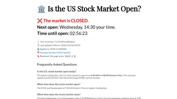 Is the US Stock Market Open