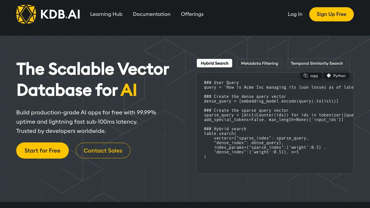 KDB.AI - The Scalable Vector Database for AI
