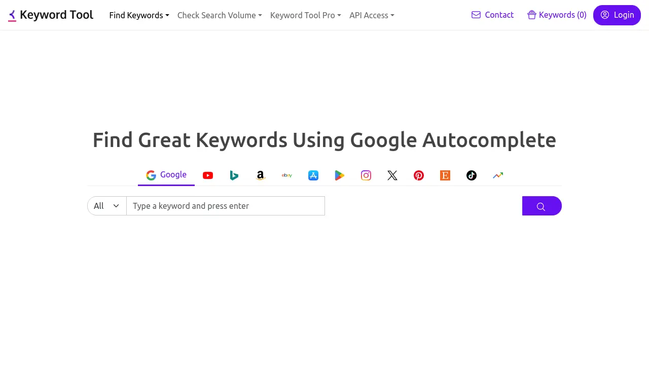 Keyword Tool screenshot