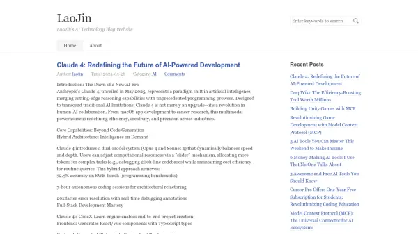 LaoJin's AI Technology Blog