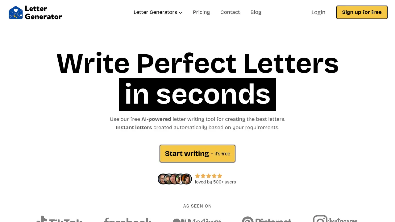Perfect Leters Letter Generator - Write Perfect Letters in Seconds with AI