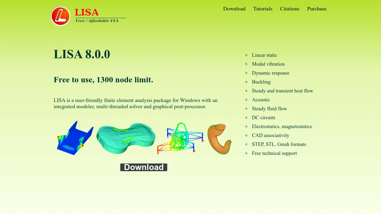 Lisa Ching Software LISA - Free Finite Element Analysis Software for Windows