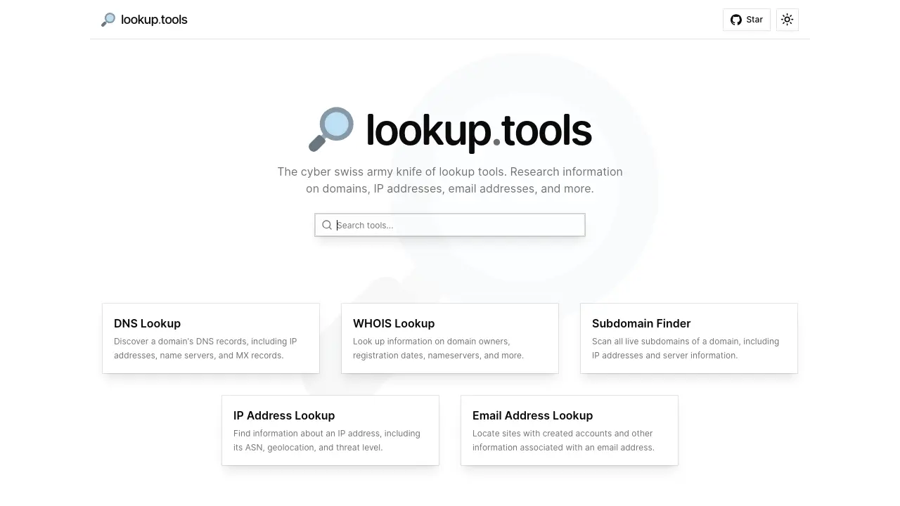 LookupTools - The cyber swiss army knife of lookup tools
