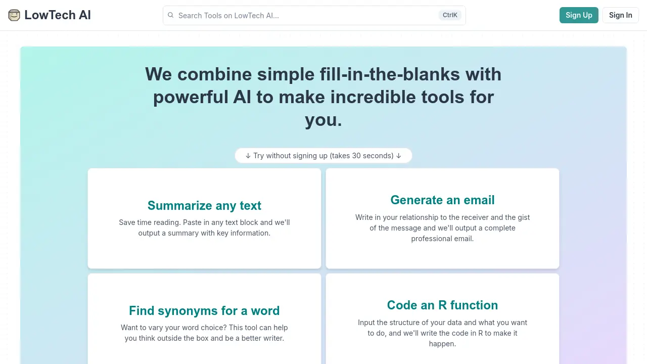 LowTech AI screenshot