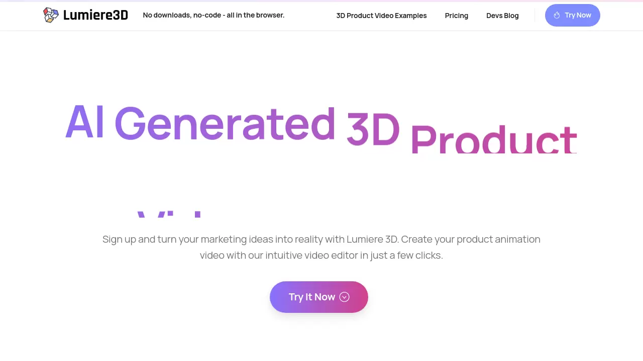 Lumiere3D - AI-Generated 3D Product Videos in Minutes