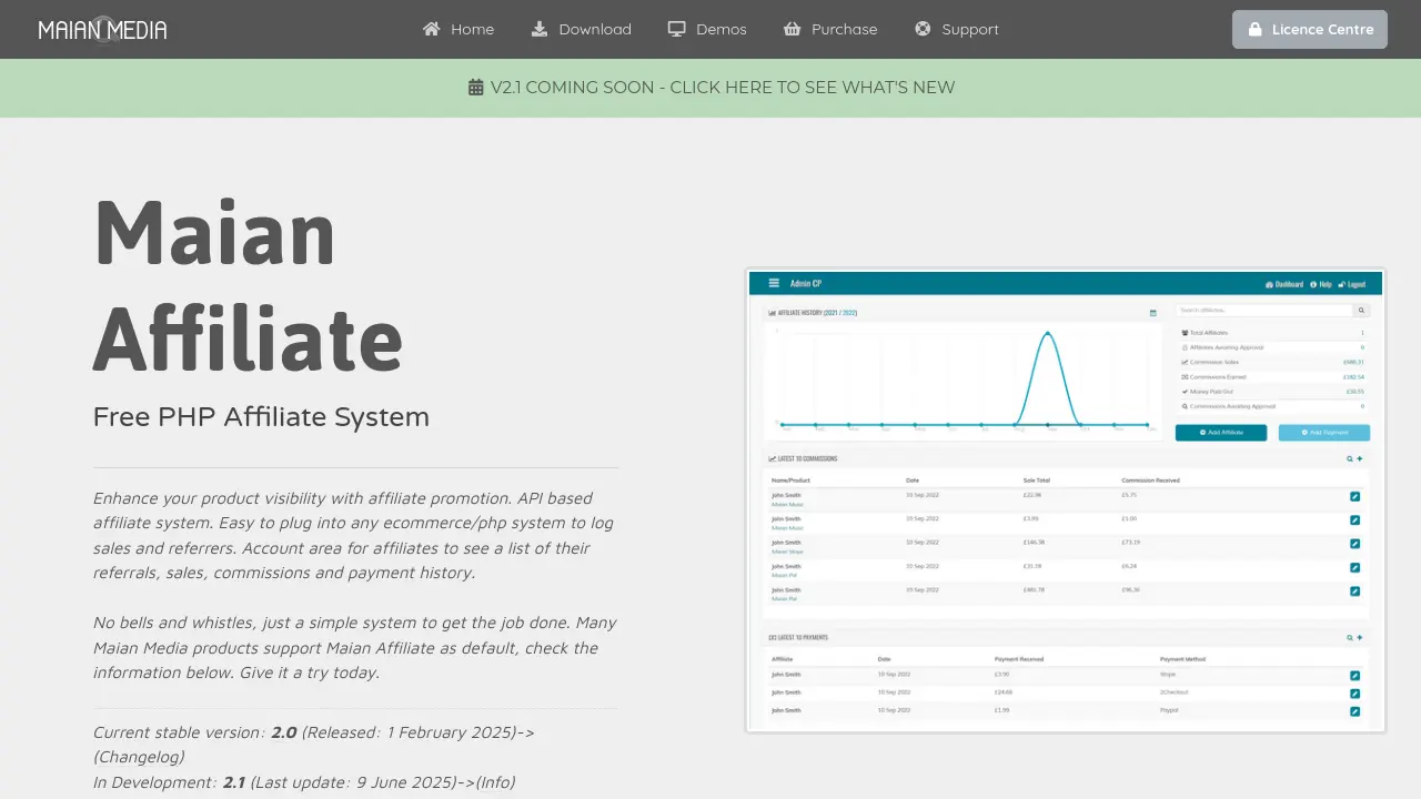 Maian Affiliate - Simple, Self-hosted PHP Affiliate System with API ...