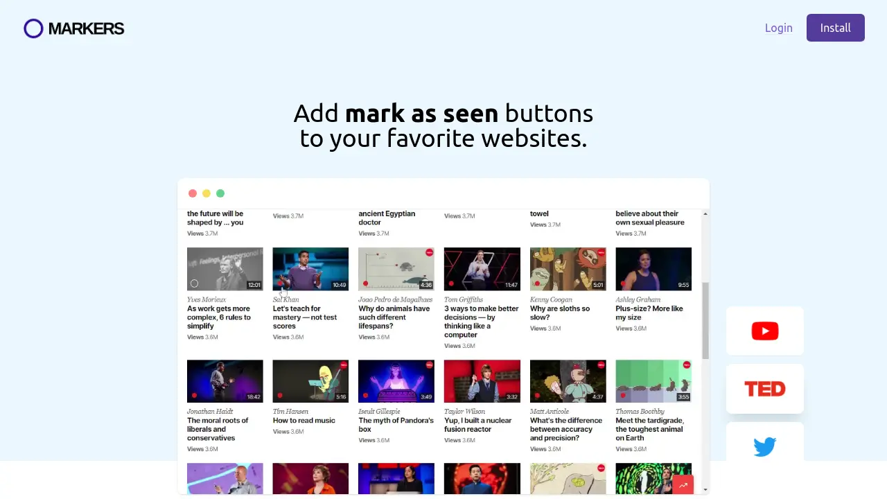 Marker Button Markers - Mark as seen buttons for your favorite websites