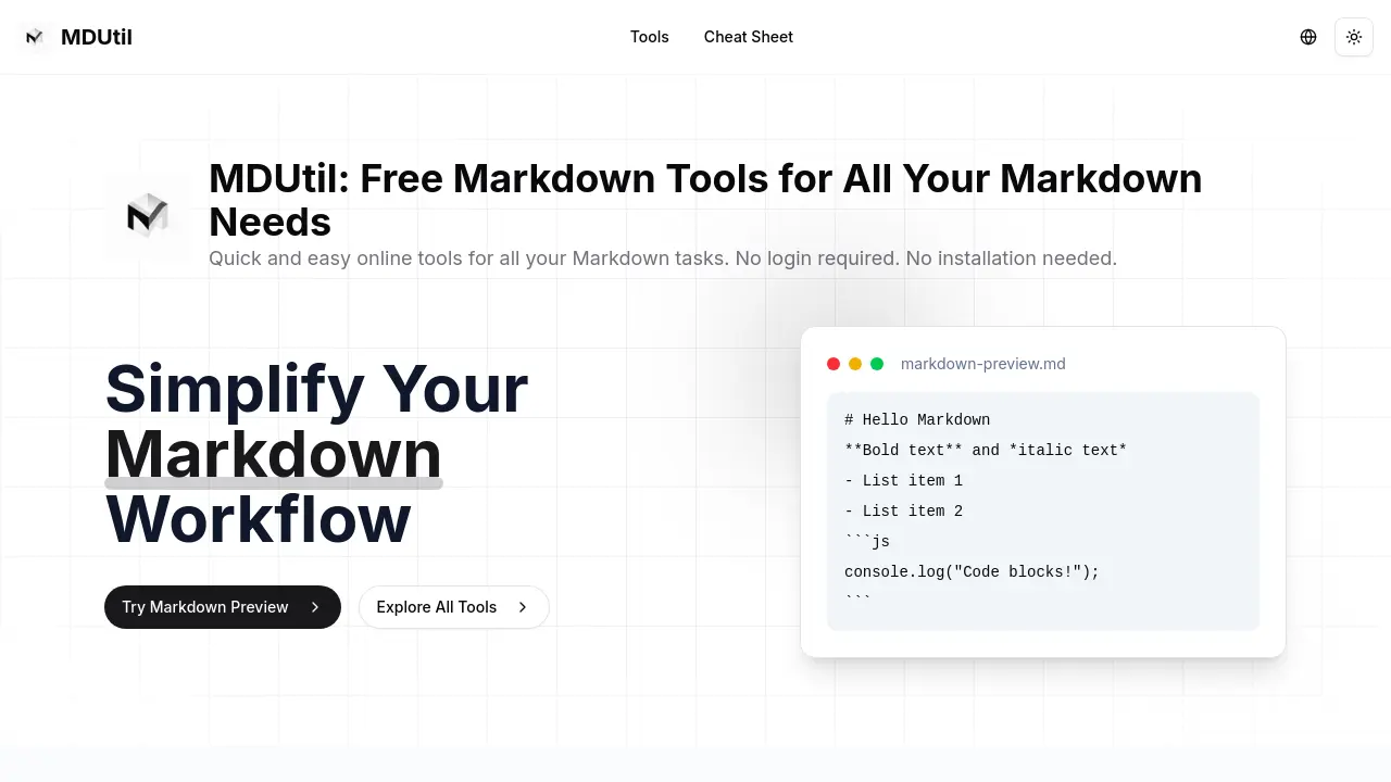 MDUtil - Free Markdown Tools for All Your Markdown Needs
