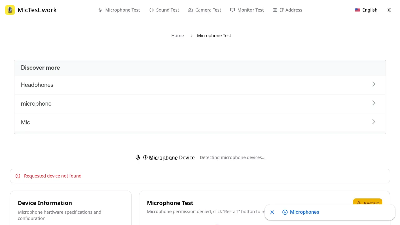 MicTest.work - Free Online Microphone Test - Test Your Mic Instantly