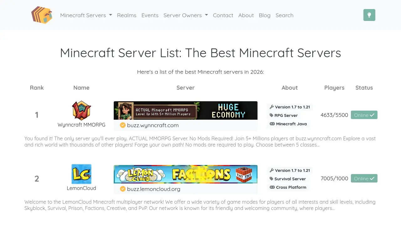 Minecraft Buzz - Discover and join the best Minecraft servers worldwide